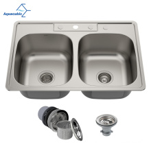 Série de barras aquacúbicas TopMount Stainless Stainless Aço de 4 orbucos de 4 buracos pia de cozinha